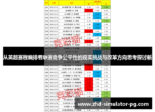 从英超赛程编排看联赛竞争公平性的现实挑战与改革方向思考探讨新 从英超赛程编排看联赛竞争公平性的现实挑战与改革方向思考探讨新